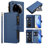 For Xiaomi 15 Ultra Leather Case 9 Card Slots Zipper Wallet Stand Phone Cover with Wrist Strap