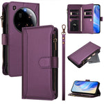 For Xiaomi 15 Ultra Leather Case 9 Card Slots Zipper Wallet Stand Phone Cover with Wrist Strap