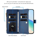 For Xiaomi Redmi Note 14 Pro 4G Leather Case 9 Card Slots Zipper Wallet Stand Phone Cover with Wrist Strap
