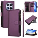 For Xiaomi Redmi Note 14 Pro 4G Leather Case 9 Card Slots Zipper Wallet Stand Phone Cover with Wrist Strap