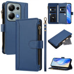 For Xiaomi Poco M6 Pro 4G / Xiaomi Redmi Note 13 Pro 4G Leather Case 9 Card Slots Zipper Wallet Stand Phone Cover with Wrist Strap