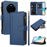 For Honor Magic7 Pro 5G Leather Case 9 Card Slots Zipper Wallet Stand Phone Cover with Wrist Strap