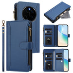 For Honor Magic7 Pro 5G Leather Case 9 Card Slots Zipper Wallet Stand Phone Cover with Wrist Strap