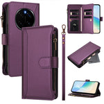 For Honor Magic7 Pro 5G Leather Case 9 Card Slots Zipper Wallet Stand Phone Cover with Wrist Strap