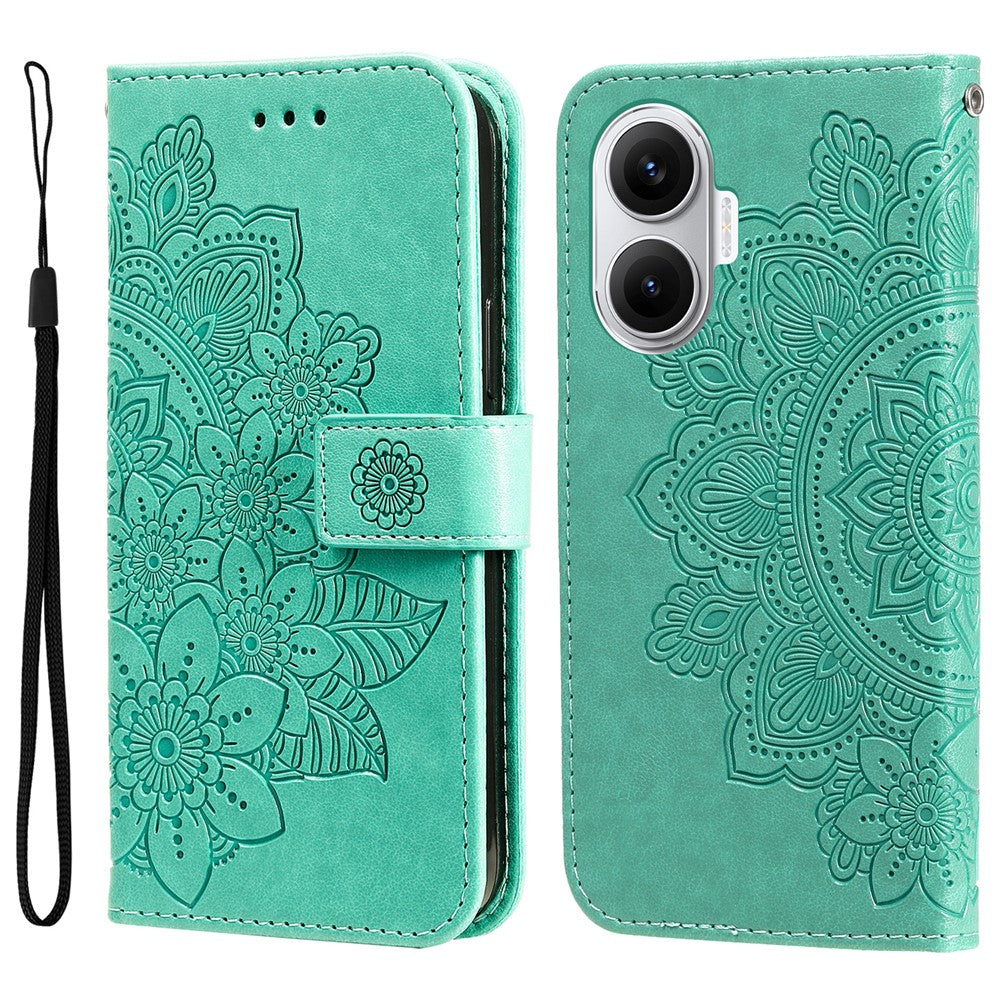 For Xiaomi Poco F7 5G / Redmi Turbo 4 Pro 5G Case Floral Pattern PU Leather Wallet Stand Phone Cover
