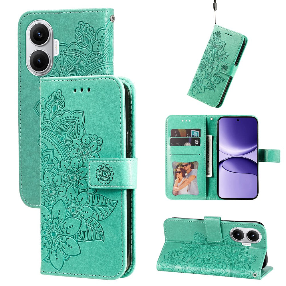 For Xiaomi Poco F7 5G / Redmi Turbo 4 Pro 5G Case Floral Pattern PU Leather Wallet Stand Phone Cover