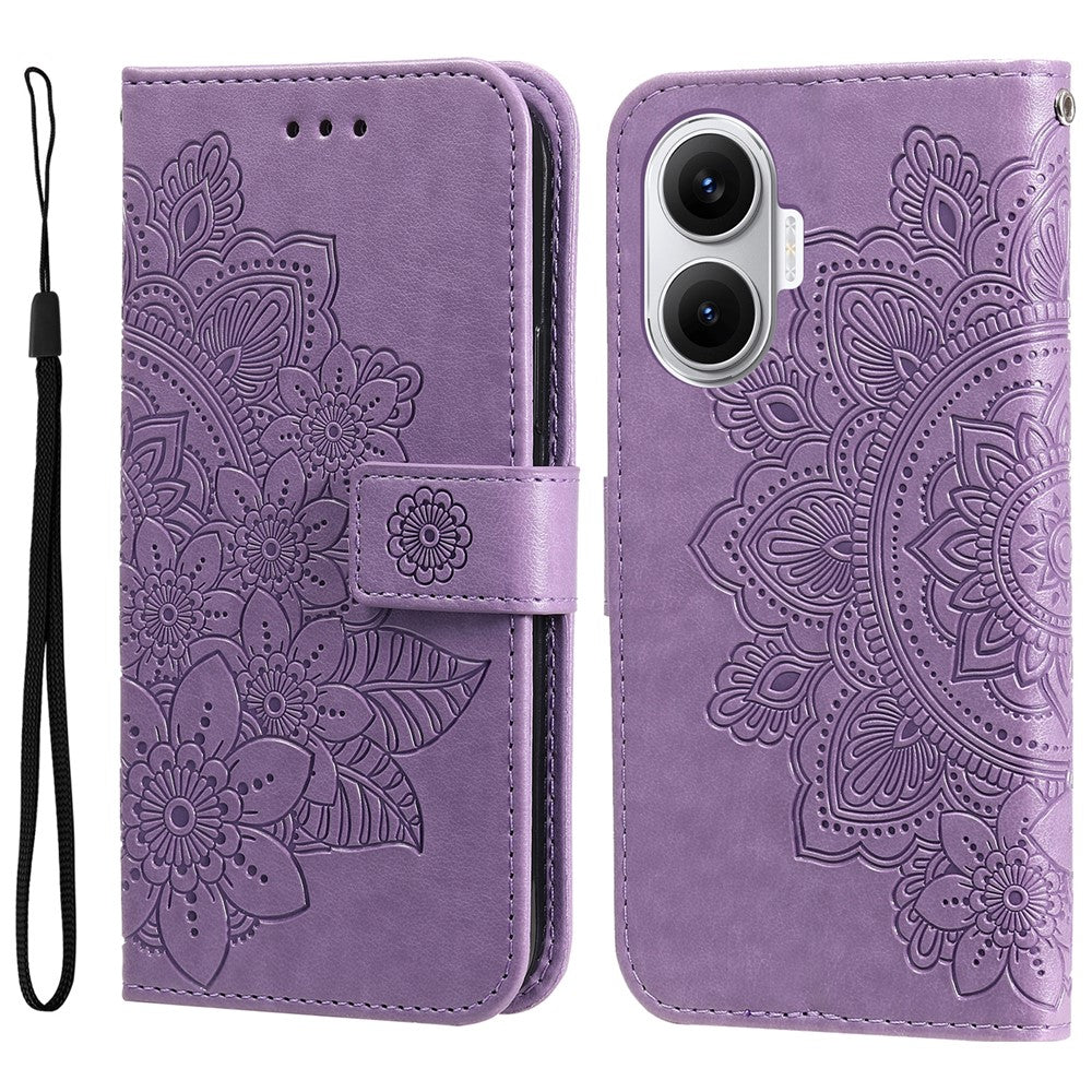 For Xiaomi Poco F7 5G / Redmi Turbo 4 Pro 5G Case Floral Pattern PU Leather Wallet Stand Phone Cover