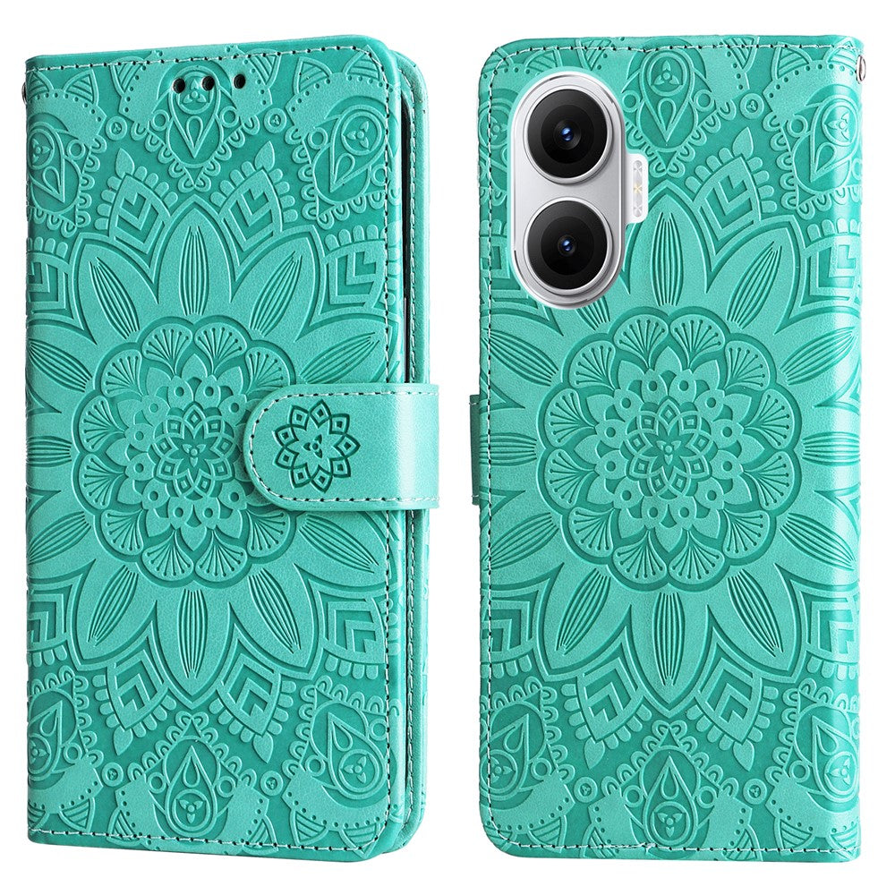 For Xiaomi Poco F7 5G / Redmi Turbo 4 Pro 5G Case Sunflower Imprint Leather Wallet Phone Cover