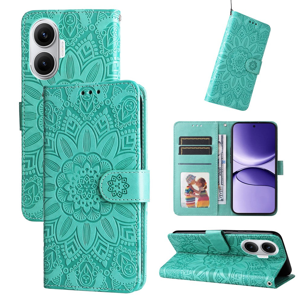 For Xiaomi Poco F7 5G / Redmi Turbo 4 Pro 5G Case Sunflower Imprint Leather Wallet Phone Cover