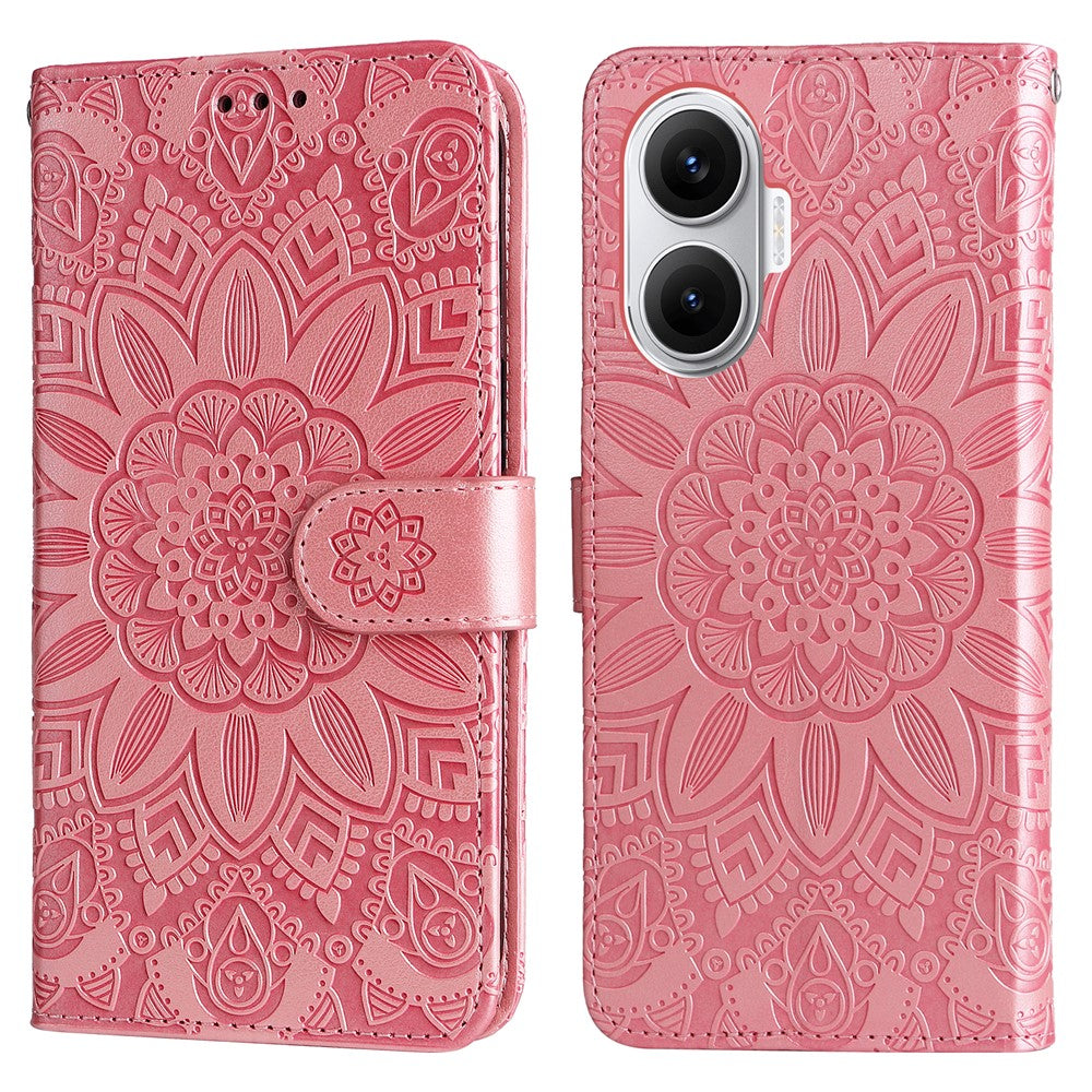 For Xiaomi Poco F7 5G / Redmi Turbo 4 Pro 5G Case Sunflower Imprint Leather Wallet Phone Cover