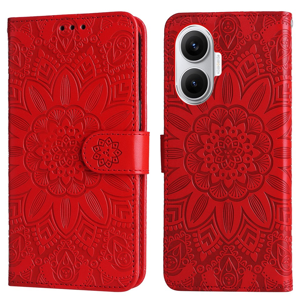 For Xiaomi Poco F7 5G / Redmi Turbo 4 Pro 5G Case Sunflower Imprint Leather Wallet Phone Cover