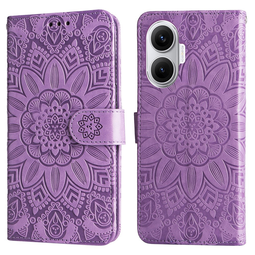 For Xiaomi Poco F7 5G / Redmi Turbo 4 Pro 5G Case Sunflower Imprint Leather Wallet Phone Cover
