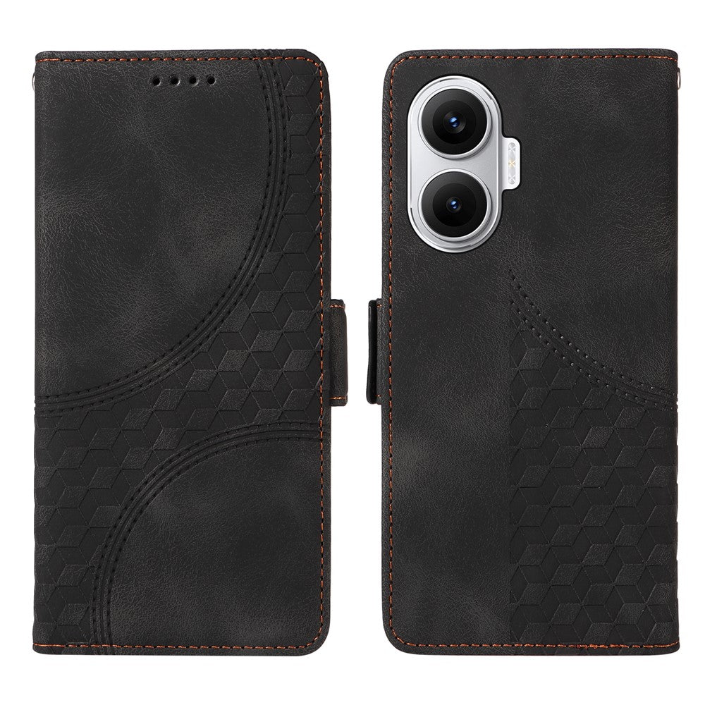 For Xiaomi Poco F7 5G / Redmi Turbo 4 Pro 5G Leather Cases Wallet Rhombus Imprinted Phone Cover Stand with Strap