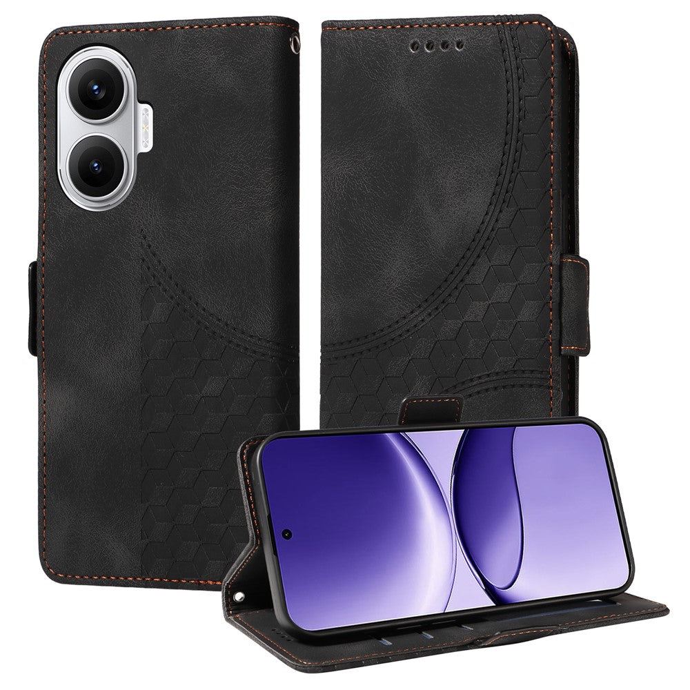 For Xiaomi Poco F7 5G / Redmi Turbo 4 Pro 5G Leather Cases Wallet Rhombus Imprinted Phone Cover Stand with Strap