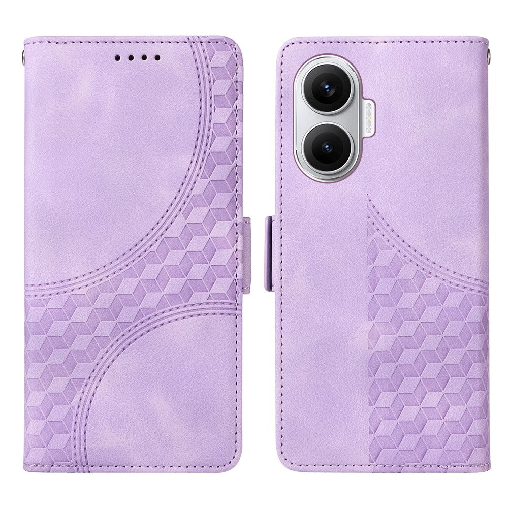 For Xiaomi Poco F7 5G / Redmi Turbo 4 Pro 5G Leather Cases Wallet Rhombus Imprinted Phone Cover Stand with Strap