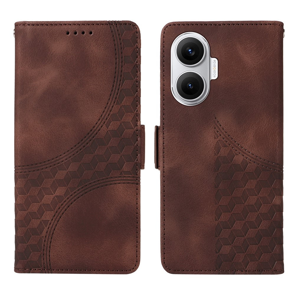 For Xiaomi Poco F7 5G / Redmi Turbo 4 Pro 5G Leather Cases Wallet Rhombus Imprinted Phone Cover Stand with Strap