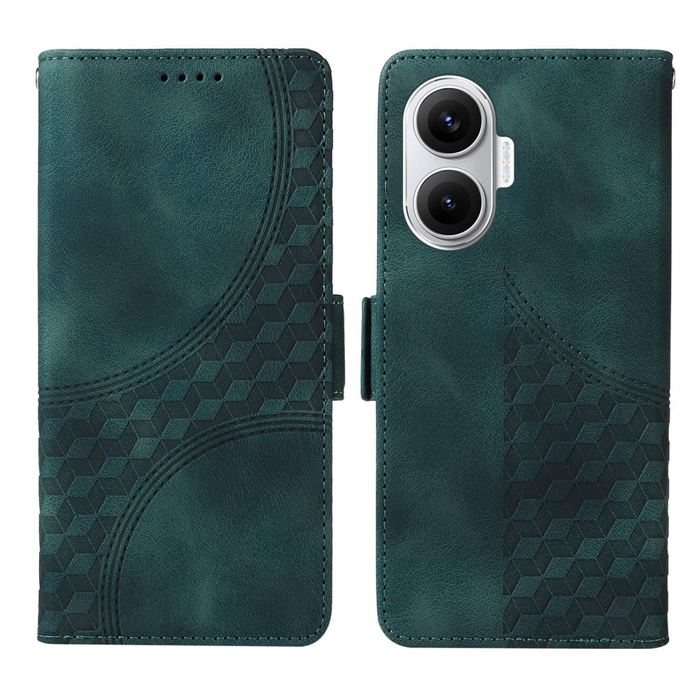 For Xiaomi Poco F7 5G / Redmi Turbo 4 Pro 5G Leather Cases Wallet Rhombus Imprinted Phone Cover Stand with Strap
