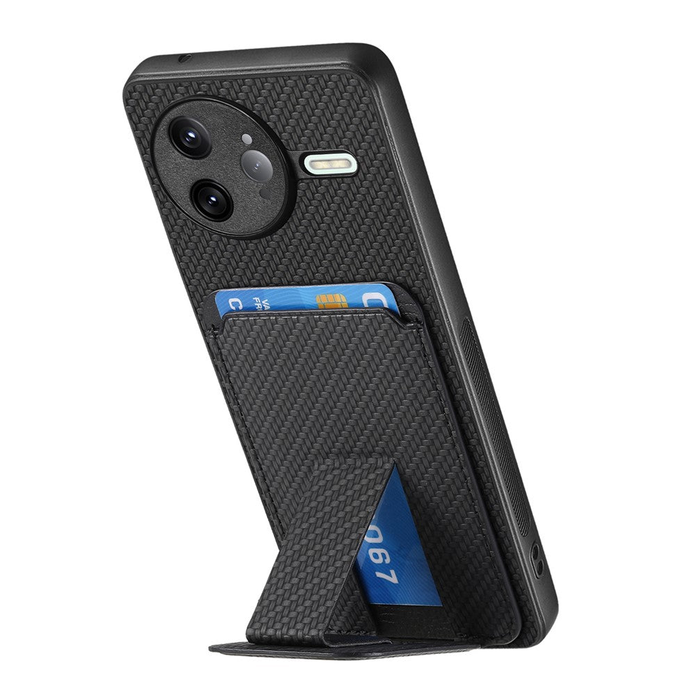 Xiaomi Poco F7 Ultra 5G / Xiaomi Redmi K80 Pro 5G Skal Korthållare Kolfibertextur Läderbelagd TPU mobilskal