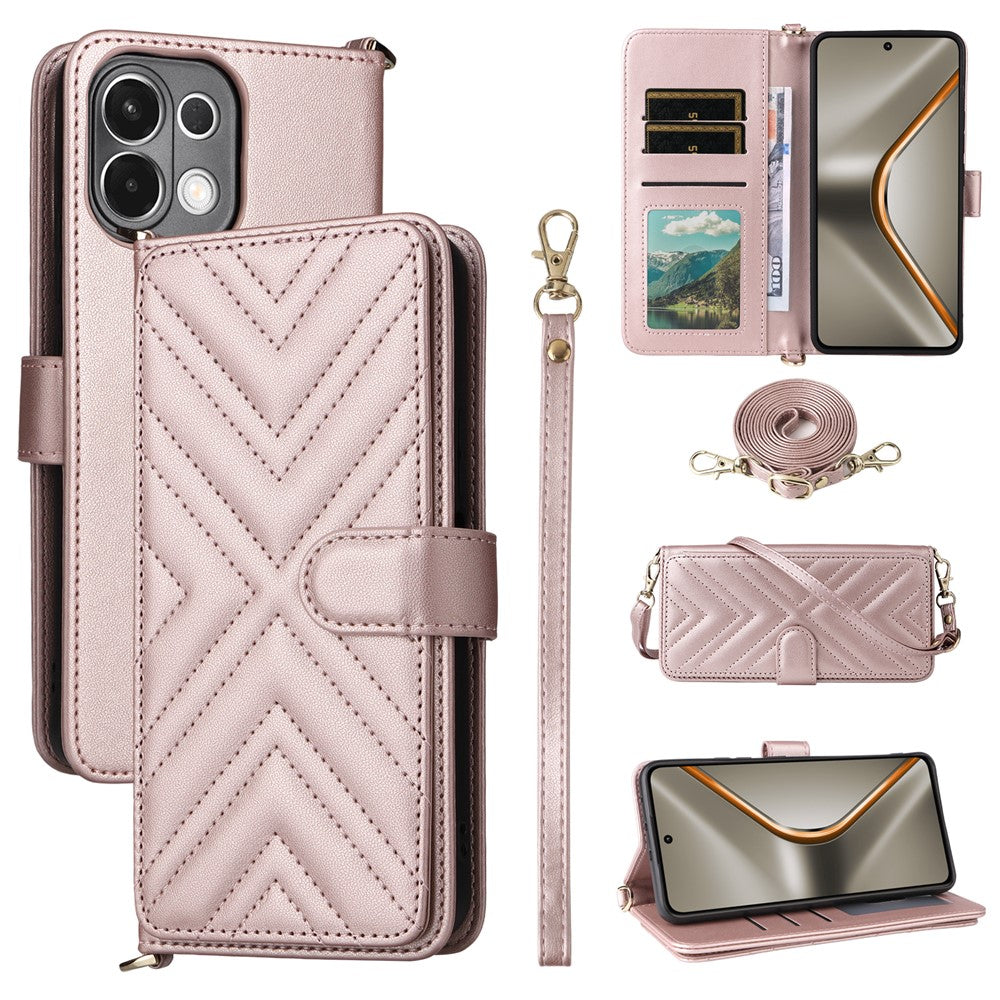 For Oppo K13 5G / K13x / K12s Case with Shoulder / Wrist Strap Leather Phone Cover Stand Wallet