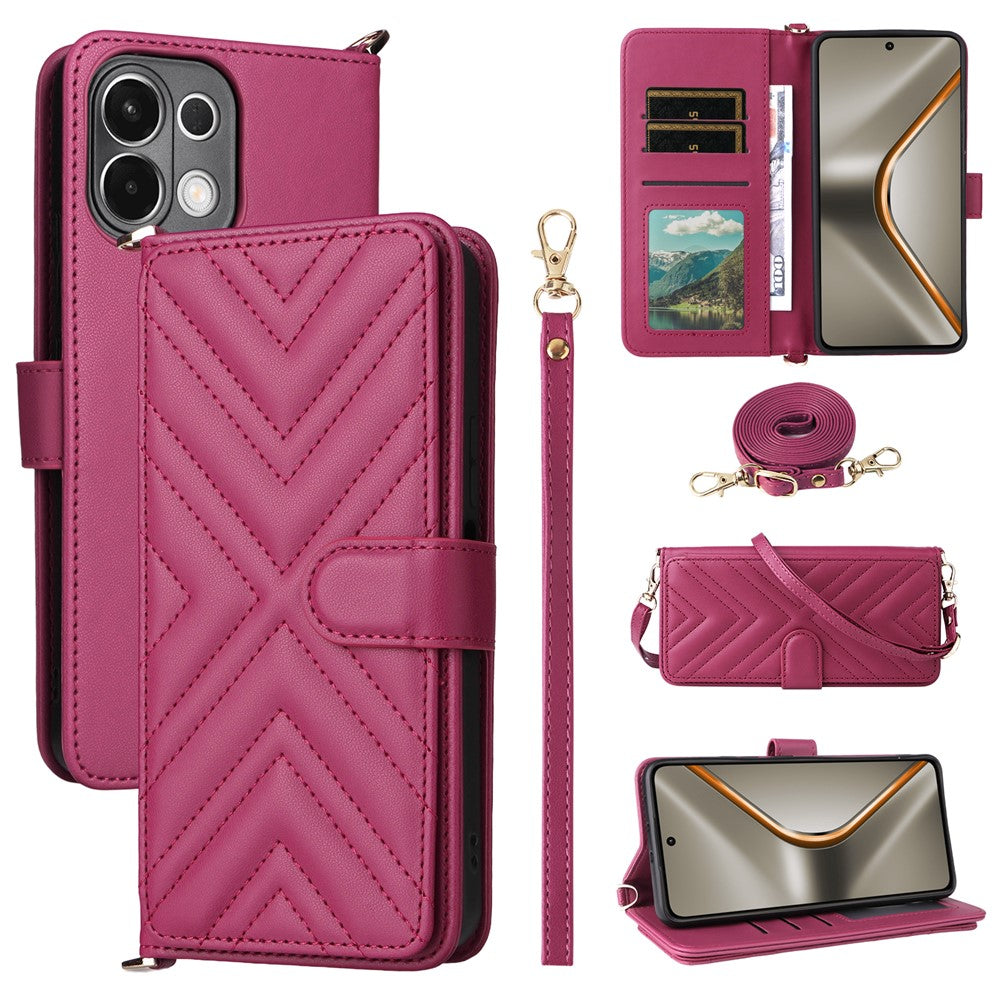 For Oppo K13 5G / K13x / K12s Case with Shoulder / Wrist Strap Leather Phone Cover Stand Wallet