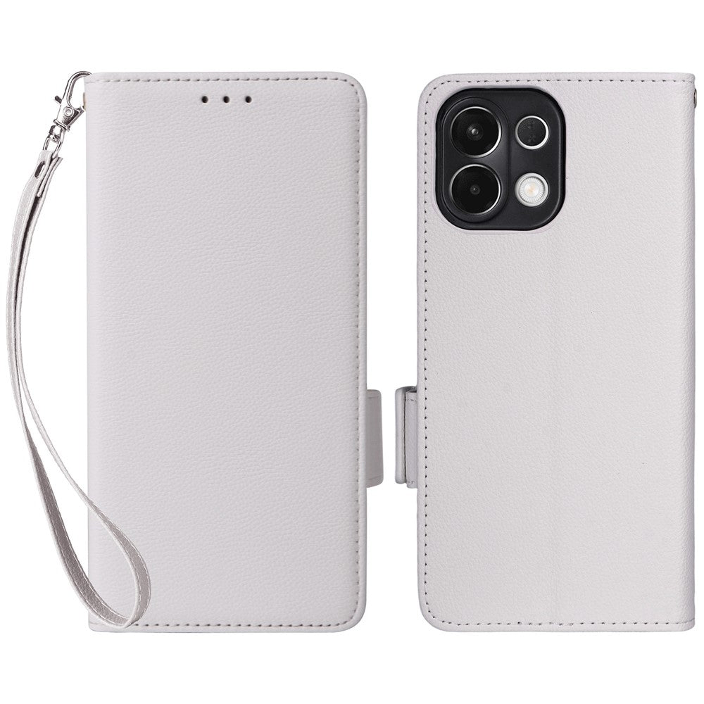 For Oppo K13 5G / K13x / K12s Case with Wrist Strap Litchi Texture PU Leather Wallet Phone Cover