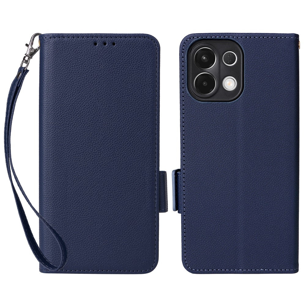 For Oppo K13 5G / K13x / K12s Case with Wrist Strap Litchi Texture PU Leather Wallet Phone Cover