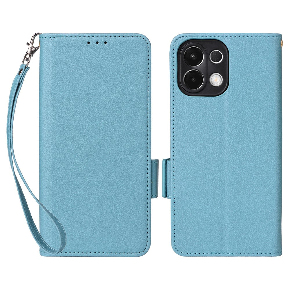For Oppo K13 5G / K13x / K12s Case with Wrist Strap Litchi Texture PU Leather Wallet Phone Cover