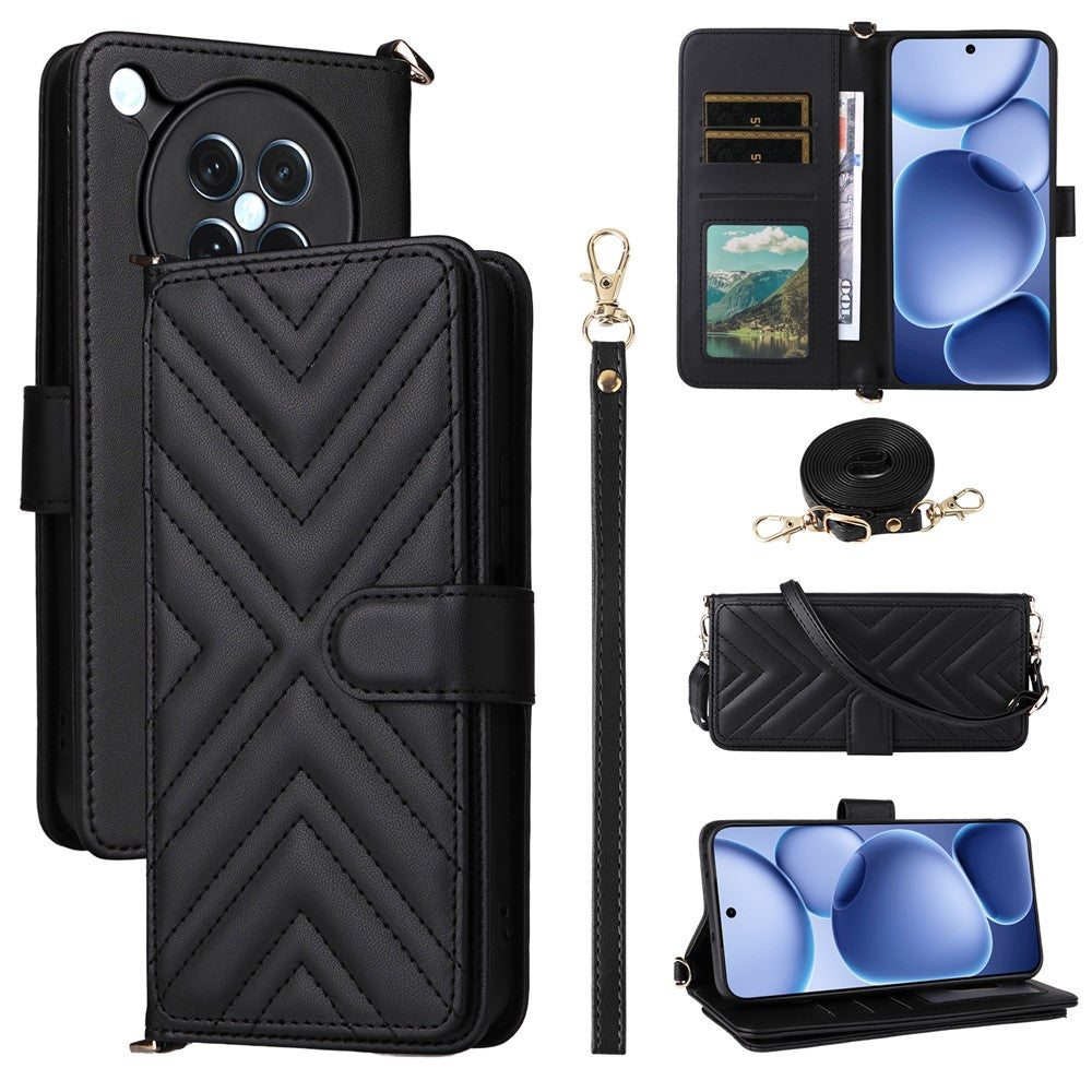 For Oppo Find X8s 5G Case with Shoulder / Wrist Strap Leather Phone Cover Stand Wallet