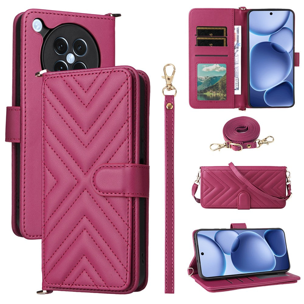 For Oppo Find X8s 5G Case with Shoulder / Wrist Strap Leather Phone Cover Stand Wallet