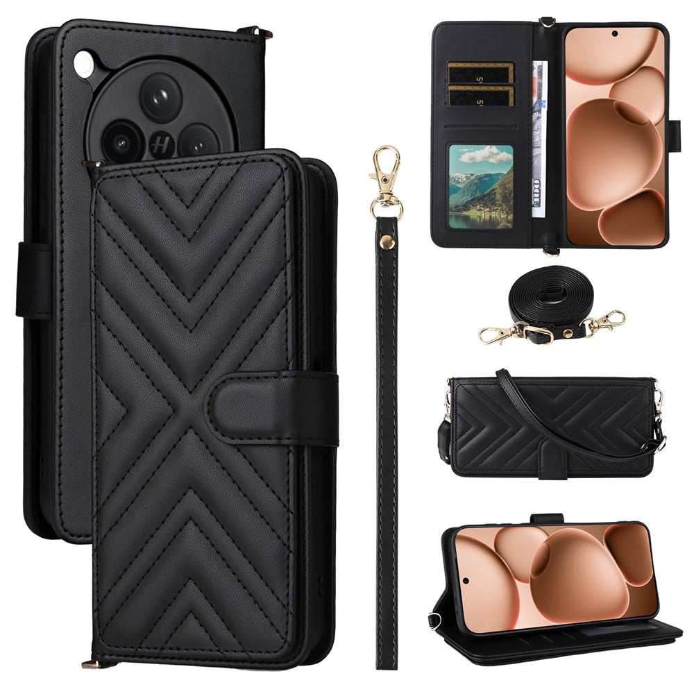 For Oppo Find X8s+ 5G Case with Shoulder / Wrist Strap Leather Phone Cover Stand Wallet