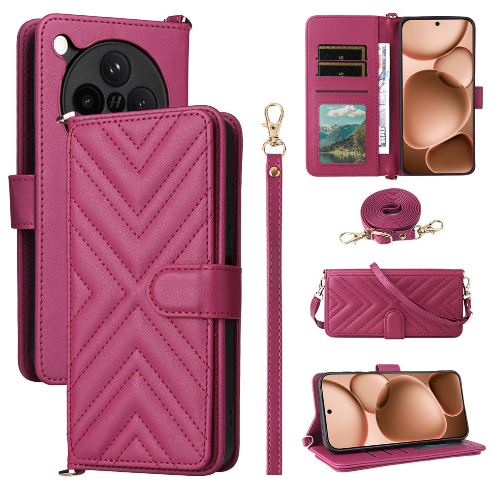 For Oppo Find X8s+ 5G Case with Shoulder / Wrist Strap Leather Phone Cover Stand Wallet