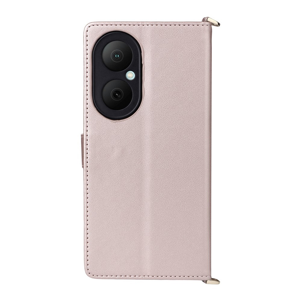 For Huawei Enjoy 80 Case with Shoulder / Wrist Strap Leather Phone Cover Stand Wallet