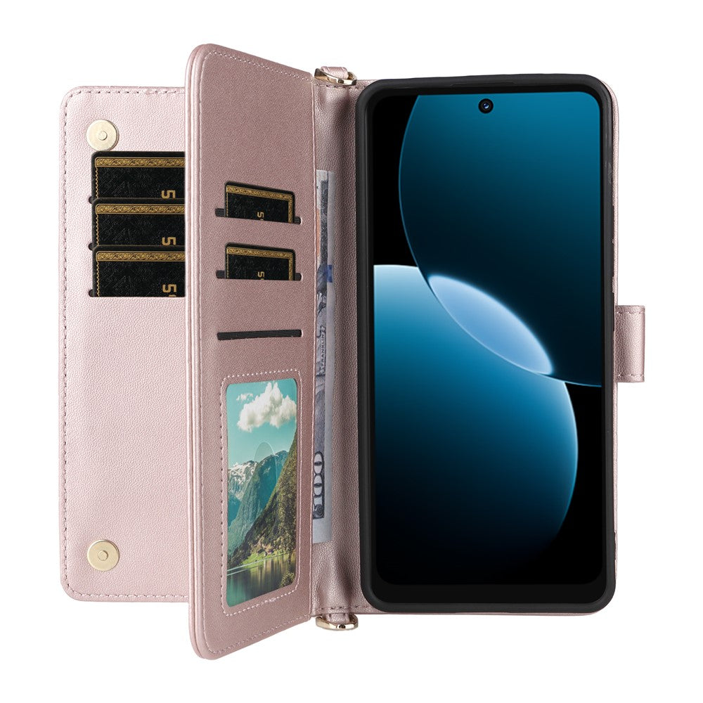 For Huawei Enjoy 80 Case with Shoulder / Wrist Strap Leather Phone Cover Stand Wallet