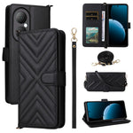 For Huawei Enjoy 80 Case with Shoulder / Wrist Strap Leather Phone Cover Stand Wallet