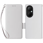 Huawei Enjoy 80-skal med handledsrem i litchitexturerat PU-läder, plånboksfodral
