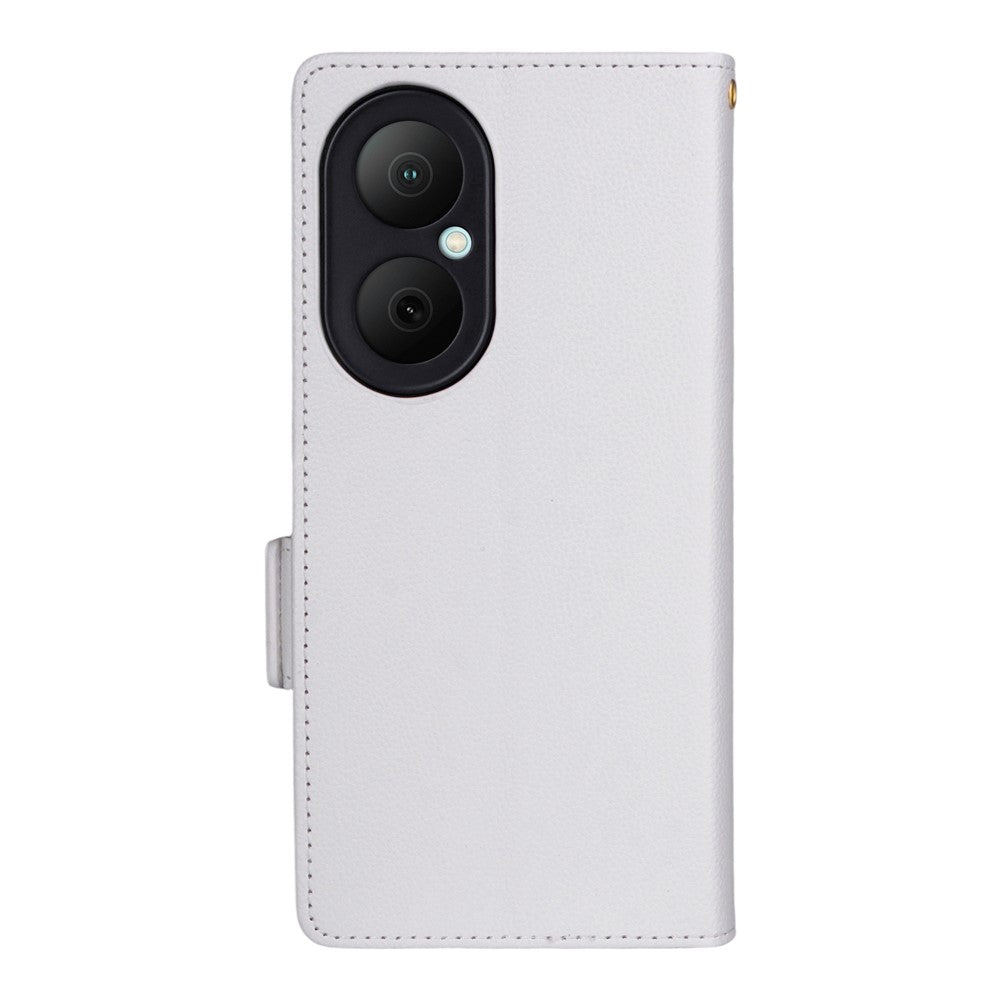 Huawei Enjoy 80-skal med handledsrem i litchitexturerat PU-läder, plånboksfodral