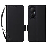 Huawei Enjoy 80-skal med handledsrem i litchitexturerat PU-läder, plånboksfodral