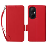Huawei Enjoy 80-skal med handledsrem i litchitexturerat PU-läder, plånboksfodral