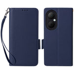 Huawei Enjoy 80-skal med handledsrem i litchitexturerat PU-läder, plånboksfodral