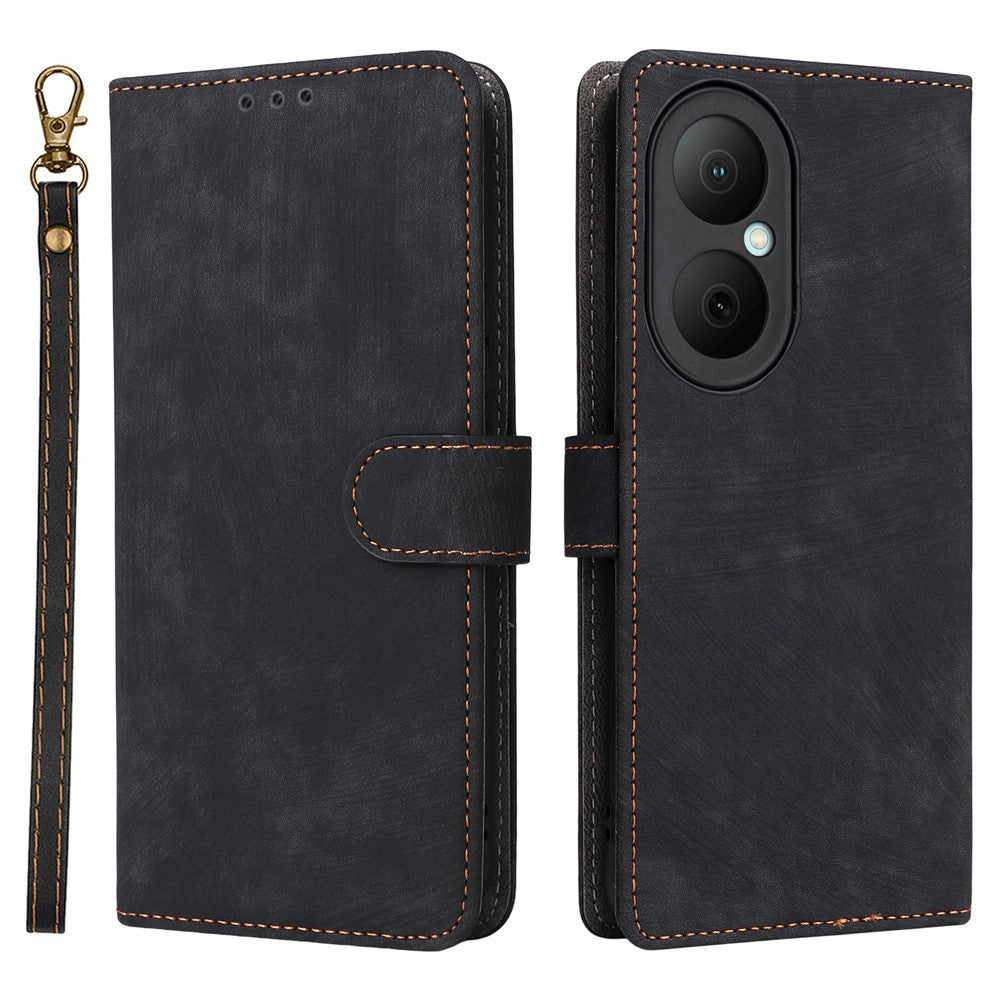 Huawei Enjoy 80 Plånboksfodral RFID-blockerande PU-lädermobilfodral med stativ och rem