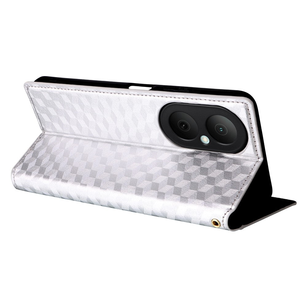 For Huawei Enjoy 80 Case Wallet Rhombus Imprinted Leather Phone Cover