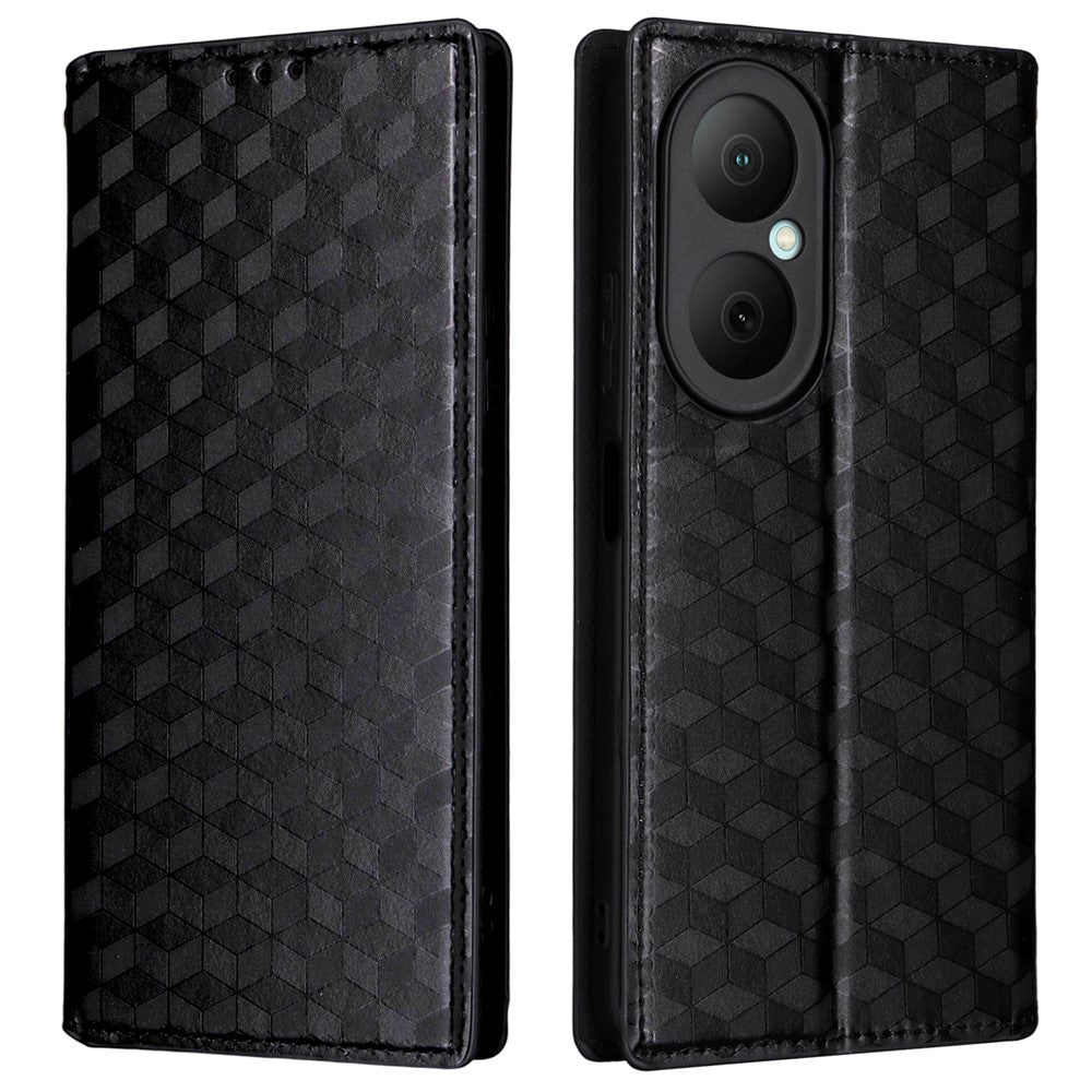 For Huawei Enjoy 80 Case Wallet Rhombus Imprinted Leather Phone Cover