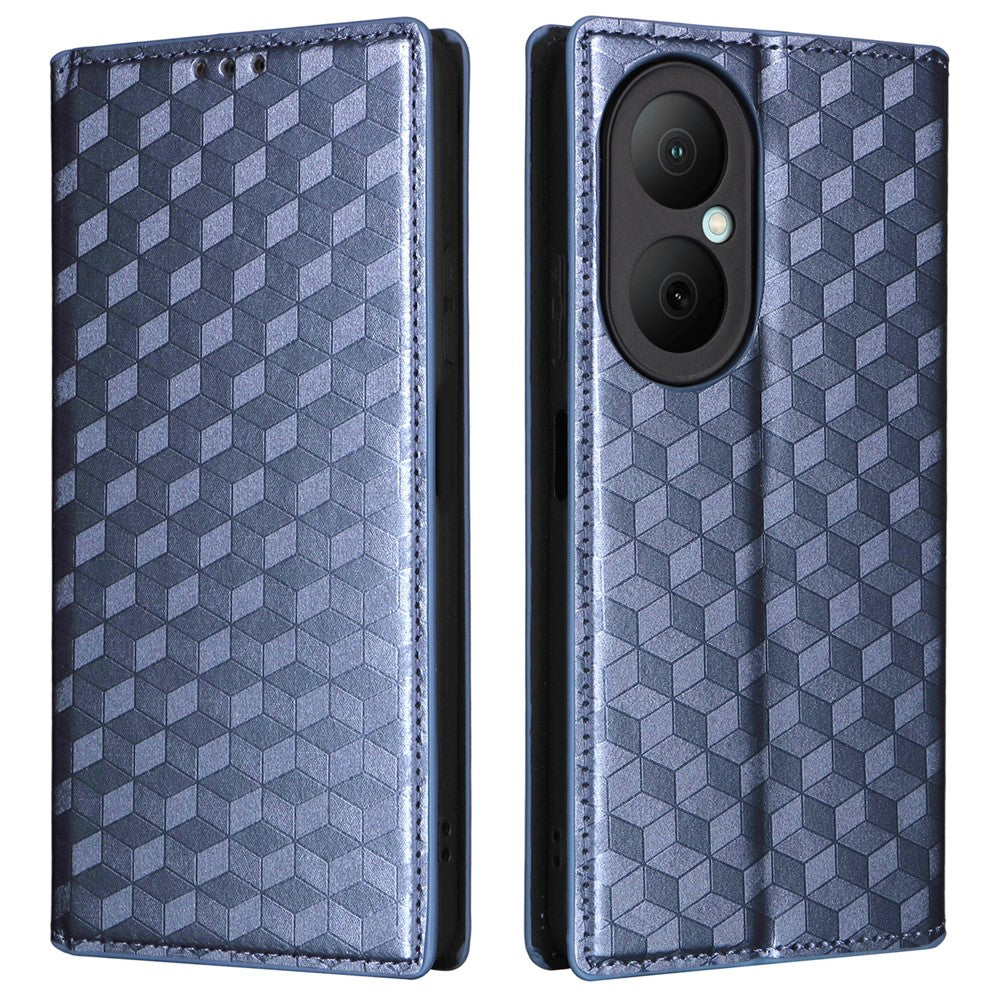 For Huawei Enjoy 80 Case Wallet Rhombus Imprinted Leather Phone Cover