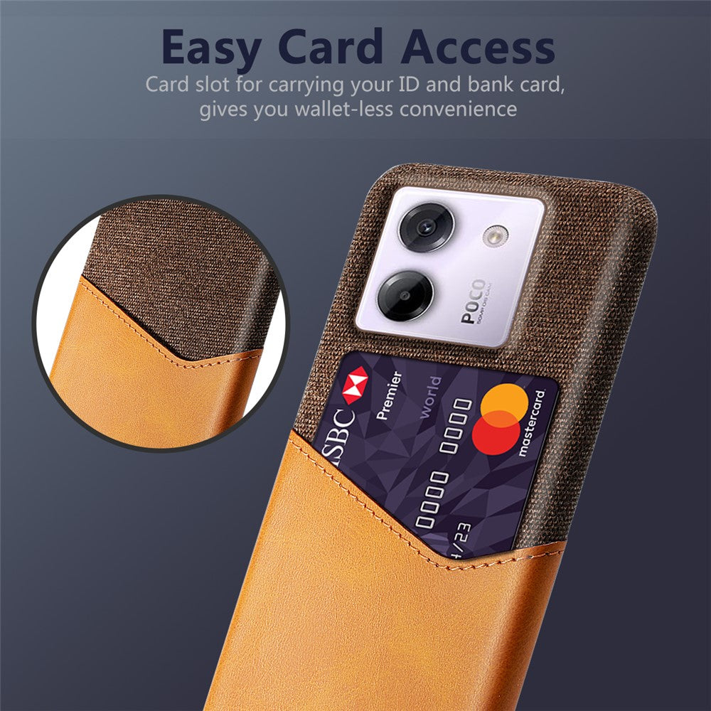 For Xiaomi Poco M7 Pro 5G Case PU Leather Cloth Texture Hard PC Phone Cover with Card Holder