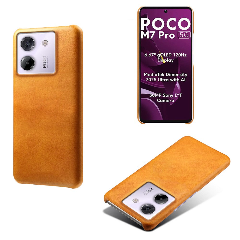 For Xiaomi Poco M7 Pro 5G Case Calf Texture PU Leather Hard PC Protective Phone Cover