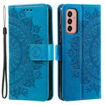 Samsung Galaxy A14 5G / A14 4G PU-läderskal, präglad mandala-blommönster plånboksfodral stativskydd