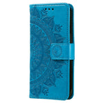 Samsung Galaxy A14 5G / A14 4G PU-läderskal, präglad mandala-blommönster plånboksfodral stativskydd