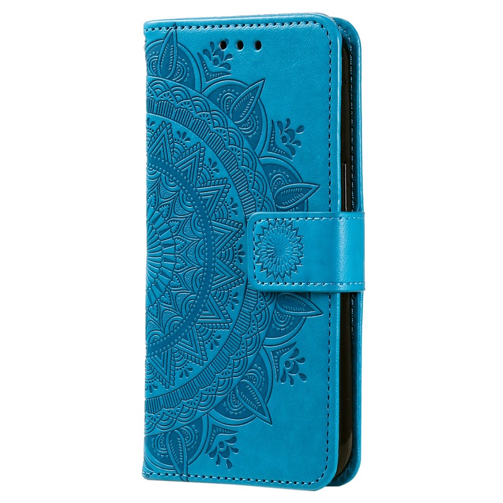 Samsung Galaxy A14 5G / A14 4G PU-läderskal, präglad mandala-blommönster plånboksfodral stativskydd