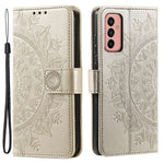 Samsung Galaxy A14 5G / A14 4G PU-läderskal, präglad mandala-blommönster plånboksfodral stativskydd