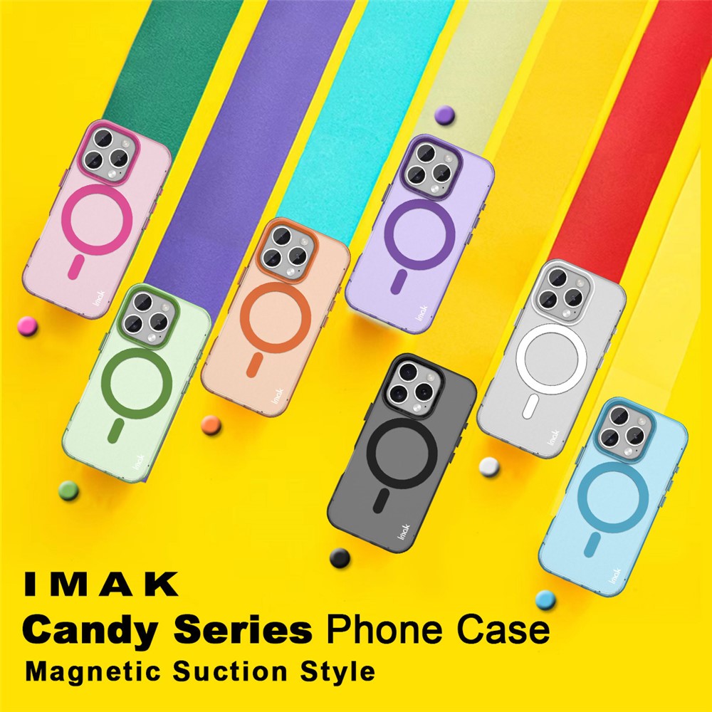 IMAK For iPhone 16 Pro Max Case Compatible with MagSafe Candy Color Anti Drop TPU + PET Back Cover